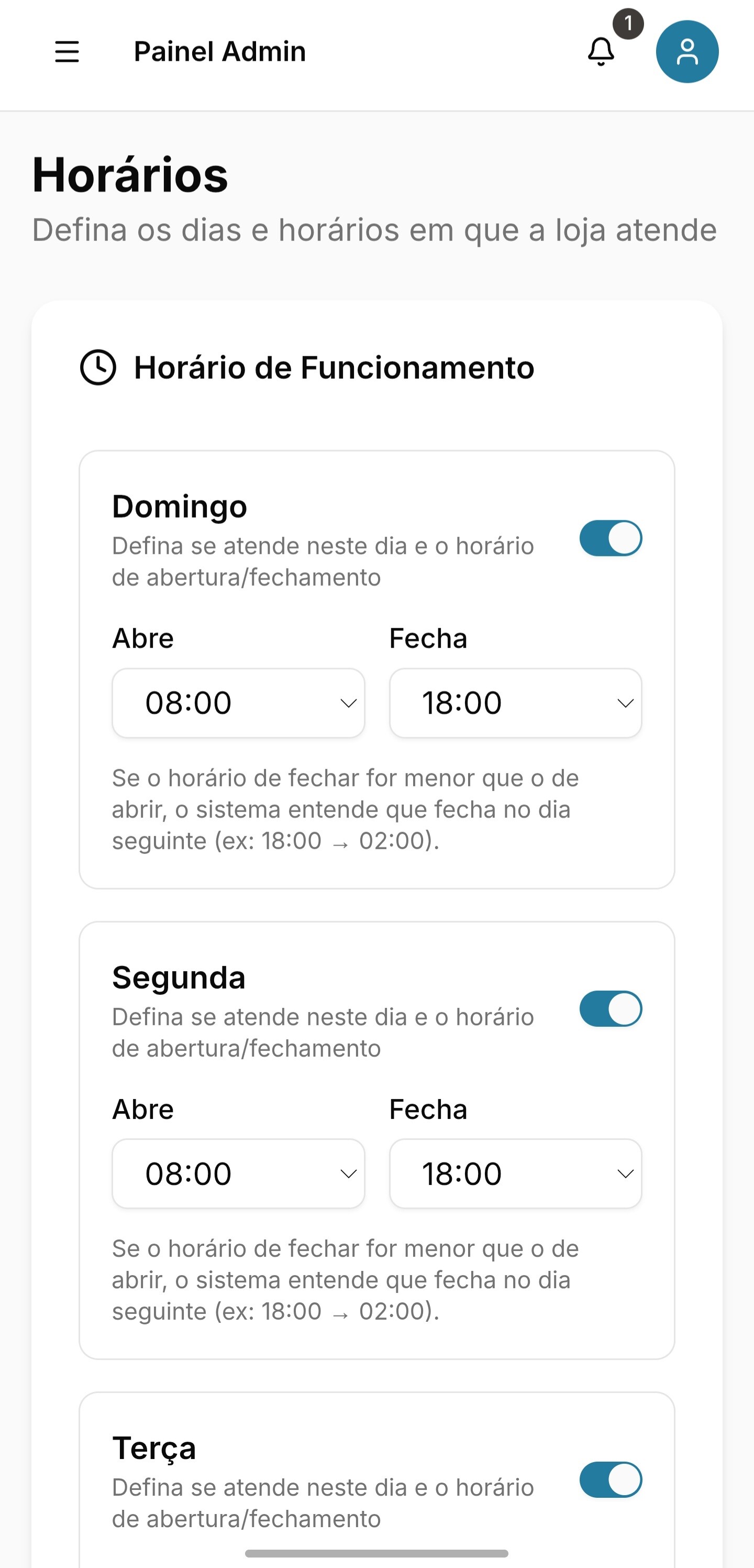 Horários