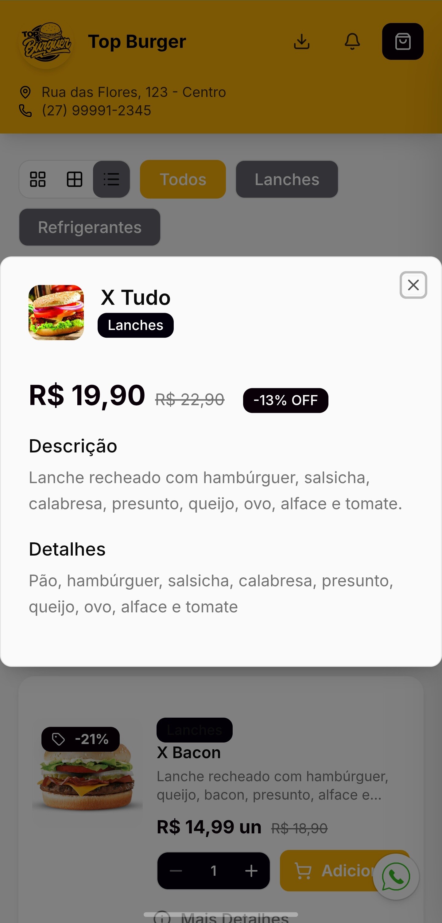 Detalhes do produto